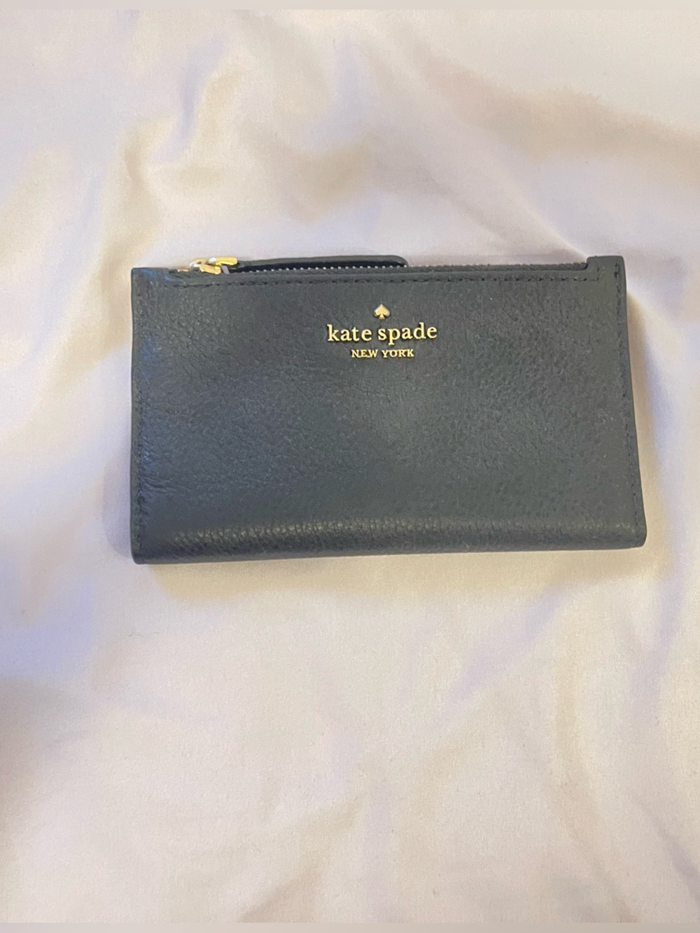 kate spade Black Leather Bifold Wallet with Gold Logo